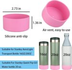 Two pink silicone protective boots for the bottom of Stanley water bottles, shown against a clean background.