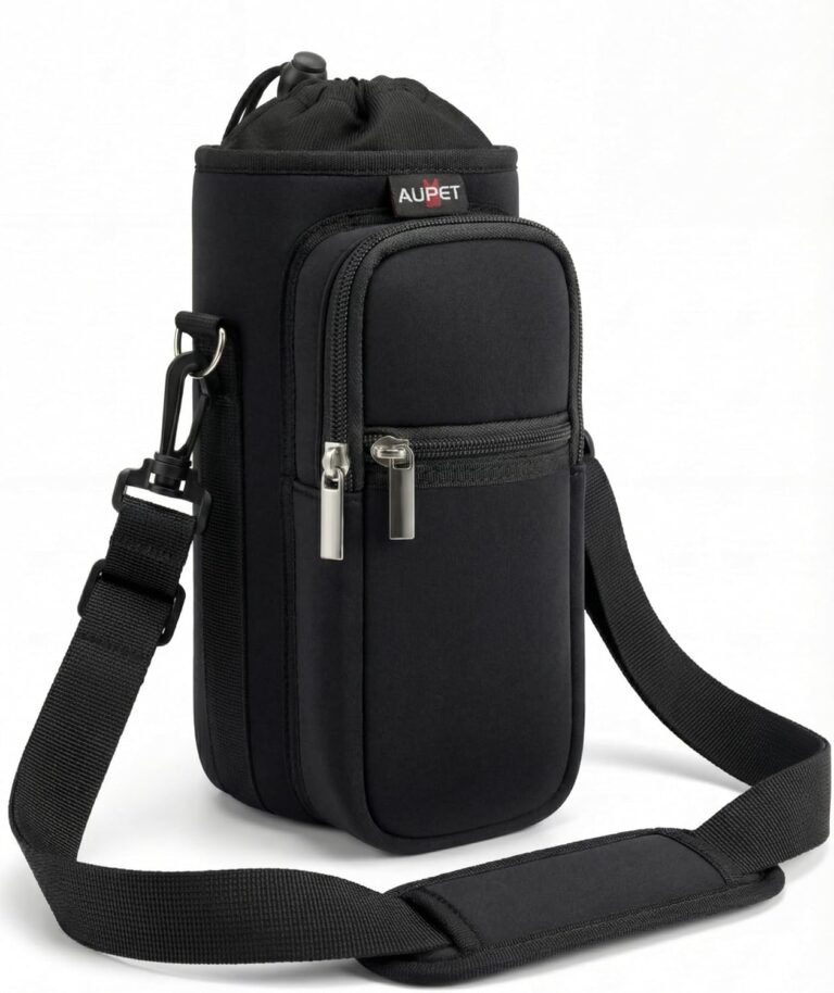 AUPET Insulated Water Bottle Sling Bag with Strap and Pockets, 25oz