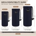Pure black AUPET 1000ML neoprene water bottle sling holder with an adjustable shoulder strap and floral pattern.