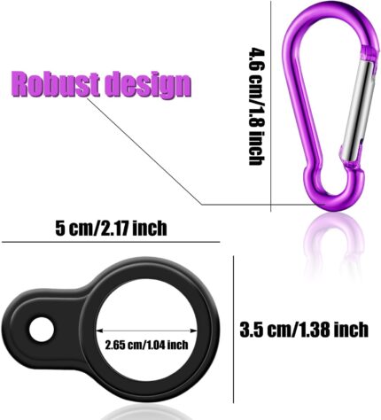 Five colorful Boao silicone water bottle carriers with attached stainless steel keychain clips, displayed against a neutral b