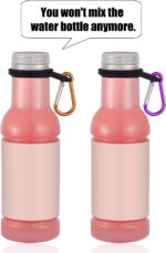 Five colorful Boao silicone water bottle carriers with attached stainless steel keychain clips, displayed against a neutral b