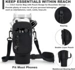 BULKITEM Black insulated neoprene water bottle carrier bag with phone pocket and adjustable strap, holding a Stanley tumbler.