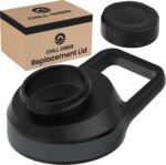 A close-up view of the Chill Oasis black replacement lid, featuring a round shape and a secure cap.
