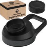 A close-up view of the Chill Oasis black replacement lid, featuring a round shape and a secure cap.
