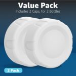 Two white Chill Oasis water bottle caps with removable silicone gaskets, designed for Cirkul lids, shown against a clean back
