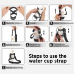 EasyAcc Universal Water Bottle Carrier Sling in black, shown holding a water bottle, with both shoulder strap and carabiner v