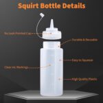 Three Fevbcnrj 16oz clear polyethylene squeeze bottles with black caps, shown ready for use on a grill.