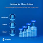 Three blue GentleJet reusable silicone water jug caps, designed for 2, 3, 4, and 5 gallon bottles.