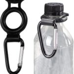 Two Iconikal water bottle holders, each with a black rubber grip and an attached aluminum carabiner, against a plain backgrou