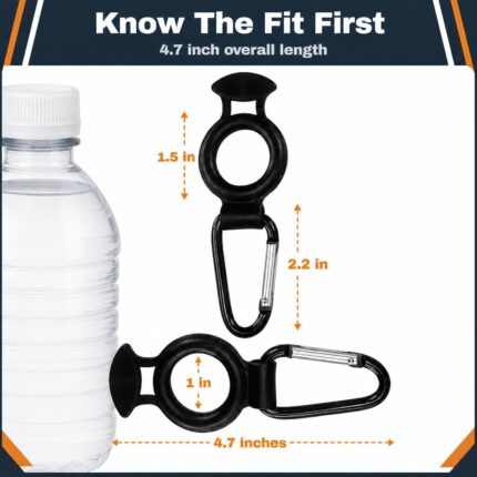 Two Iconikal water bottle holders, each with a black rubber grip and an attached aluminum carabiner, against a plain backgrou