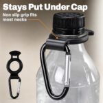 Two Iconikal water bottle holders, each with a black rubber grip and an attached aluminum carabiner, against a plain backgrou