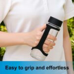 Two black KAKUPPA silicone water bottle carrier grips on a white background, ready to attach to bottles.
