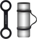Two black MAGEDON water bottle carrier grips on a white background, designed to make bottles handheld for sports.