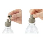 Six multicolored silicone water bottle caps for toddlers and kids, shown on various water bottles.