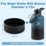 Two black silicone water bottle bottom protectors on a white background, designed for large insulated bottles.