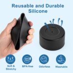 Two black silicone water bottle bottom protectors on a white background, designed for large insulated bottles.