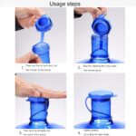 A pack of six white food-grade silicone water jug caps, designed for 3 and 5-gallon bottles with 55mm openings, shown against