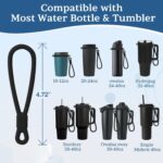 Very dark silicone handle strap securely attached to an Owala water bottle, showing its ergonomic design for carrying.